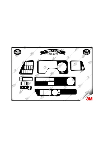 Temsa Safir 1999-2010 Torpido Konsol Trim Göğüs Maun Kaplama Set 55 Parça Siyah Renk