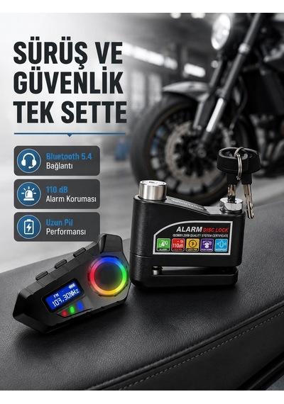 Bluetooth 5.4 İntercom Ve Alarmlı Disk Kilidi Seti Güçlü Ses Ve Güvenlik 1