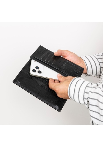 Bloominbag Bloomtenuta Obsidian Black Hakiki Deri Cüzdan & Telefon Çantası Siya