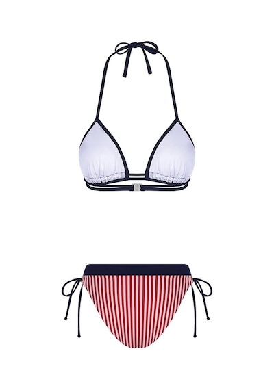 Bonesta Lanao Üçgen Kırmızı Beyaz Çizgili Bikini Takımı Lacivert