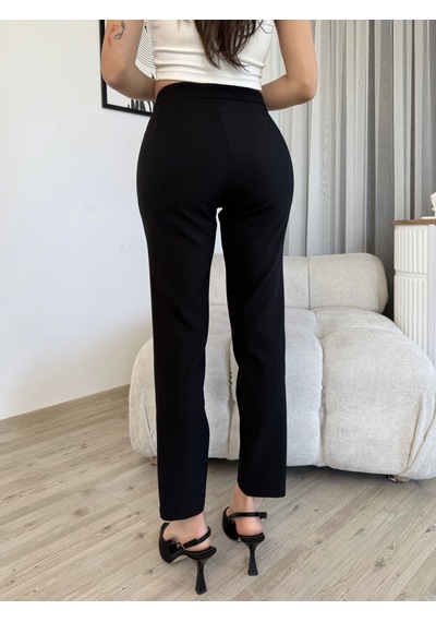 Lodmela Cep Detaylı Düşük Bel Bilek Boy Pantolon 6019-siyah Siyah