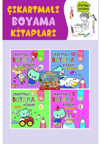 2 Yaş Ve Üzeri Çıkartmalı Boyama Kitabım Seti 4 Kitap