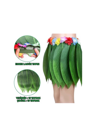 Tropikal Esintili Hawaii Yapraklı Parti Eteği Çocuk Boy Bx40