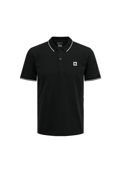 Only & Sons Erkek Onsfletcher Polo Yaka %100 Pamuk T-shirt 22024827 Siyah Siyah