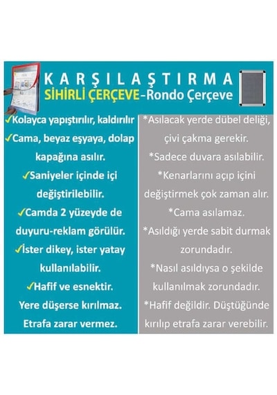 Yapışkanlı Mıknatıslı Esnek Çerçeve Duyuru Panosu 2'Li A4 5 Renk