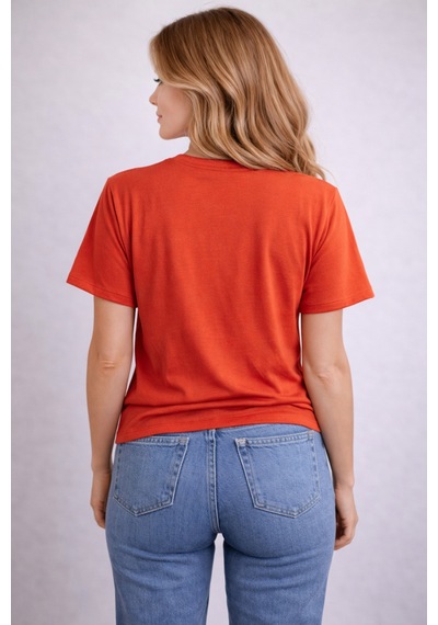Herkesemoda Düz Basic T-shirt Kırmızı