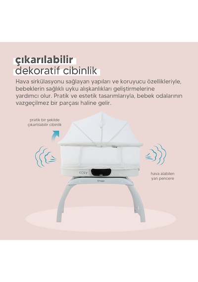 Huggy 4 İn 1 Cozy Terazi Özellikli Bluetooth Portatif Beşik Krem