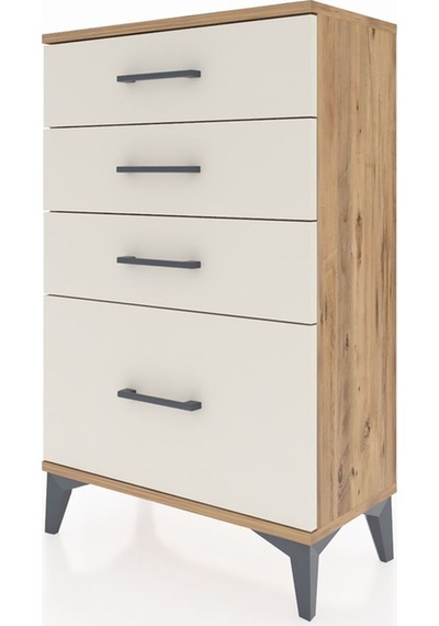 Arges Komodin 4 Çekmeceli 60x30x96 Çam-aytaşı Çam