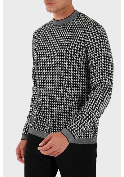 Emporio Armani Erkek Kazak Em001989 Af14199 Fc043 Beyaz - Siyah