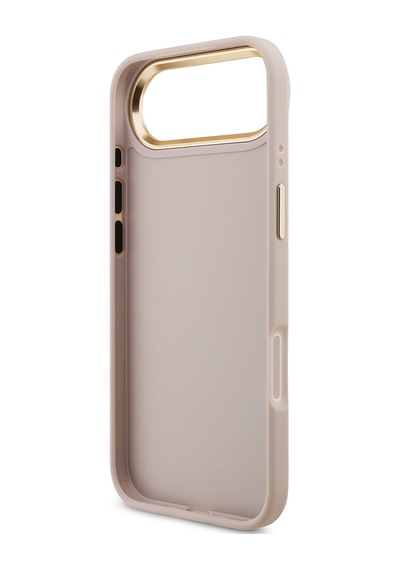 Apple Uyumlu iPhone 17 Air Kılıf Guess Lisanslı Gold Metal Kamera Çerçeve Metal Büyük 4g Yazı Logolu Kapak Pembe Pembe