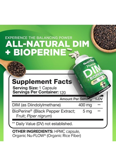 Nutrivein Dım 400 Mg Diindolylmethane Women Men Bioperine - Estrogen Menopause Middle Age Support
