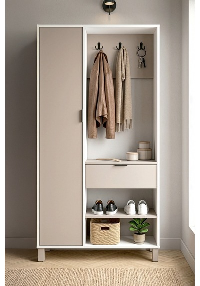 Yurudesign Terra Portmanto Vestiyer Ayakkabılık Kapaklı Çekmeceli Raflı Ahşap Ayaklı Beyaz-kumsal Tr1-wc Yurudesign Terra Portmanto Vestiyer Ayakkabılık Kapaklı Çekmeceli Raflı Ahşap Ayaklı Beyaz-kumsal Tr1-wc