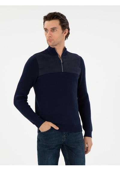 Cacharel Lacivert Slim Fit Kazak