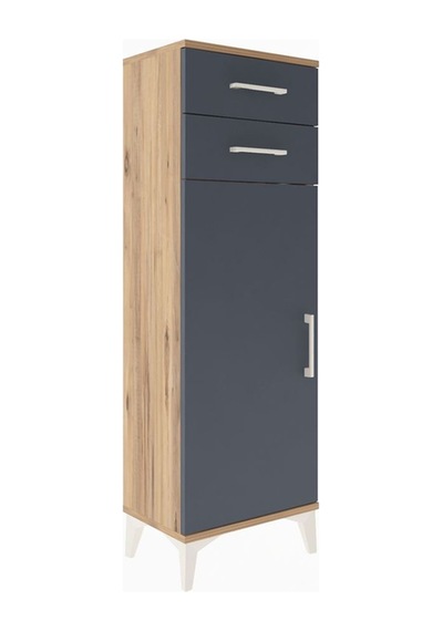 Arges Dolap 2 Raflı 2 Çekmeceli Tek Kapaklı 44x30x134 Çam-ant... Çam