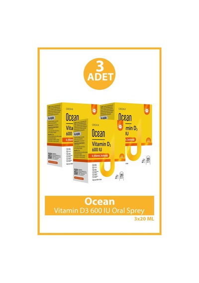 Ocean Vitamin D3 600 Iu Oral Sprey 20 Ml 3 Adet