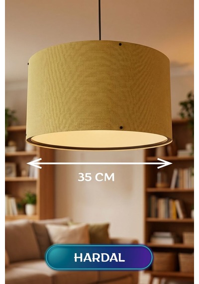 Hardal Kumaş Başlıklı Sarkıt Avize 35 Cm Çok Renkli