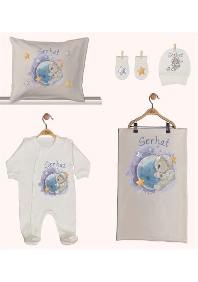 Pia Baby Gl 1939-02 İsme Özel Beşli Tulum Set Krem