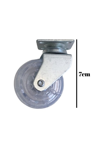 Düz Tabla Şeffaf Lastik Masa Tekeri Sehpa Tekeri 7cm Metal Şeffaf 50x20mm 4 Adet Şeffaf