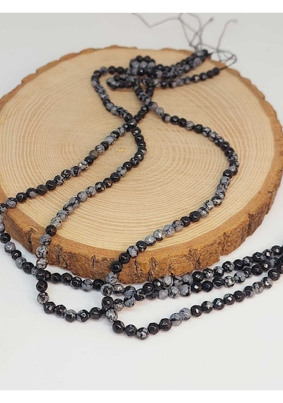 Bileklik Boy Kar Tanesi Obsidyen Taşı Yarım Dizi Faset Kesim 4-4.5mm Aralığı 18cm Uzunluğundadır Çok Renkli