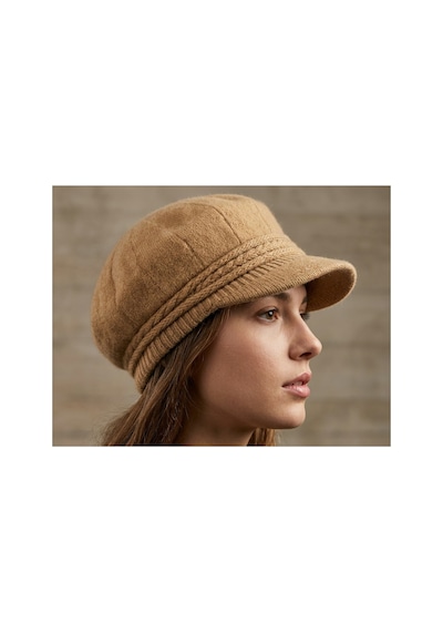 Emybox Orjinal % 100 Angora Yünlü Kadın Kasket Şapka İthal Örme Newsboy Baker Boy Kışlık Şık Bere Camel