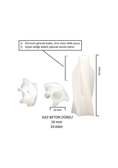 Gaz Beton Ytong Dübeli 10 Mm 10 Adet