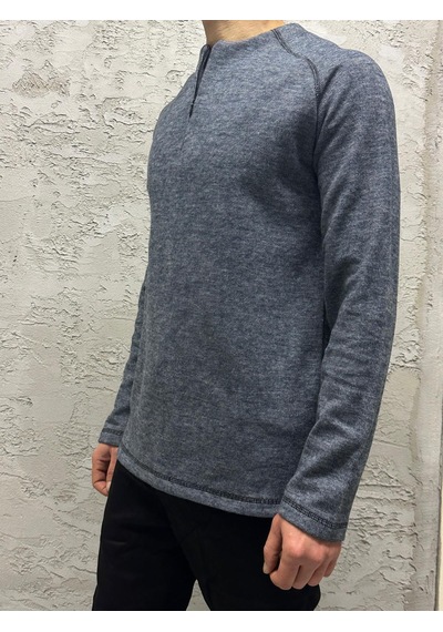 Selanik Örgü Gizli Pat Fermuarlı Sweatshırt Lacivert
