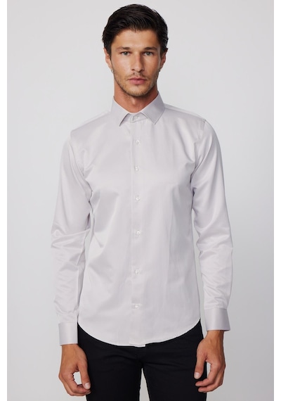 Tudors Slim Fit Pamuklu Düz Bej Erkek Gömlek-28022-bej Bej