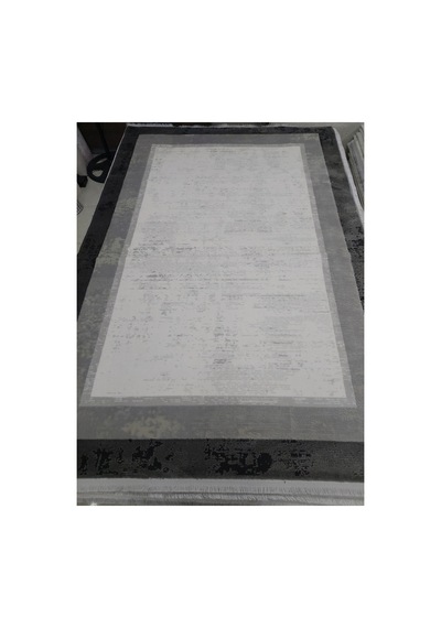 Akrilik Dokuma 160x230 4m2 Pamuk Tabanlı Uzun Ömürlü Kalın Sık Dokuma Halı Gri-siyah