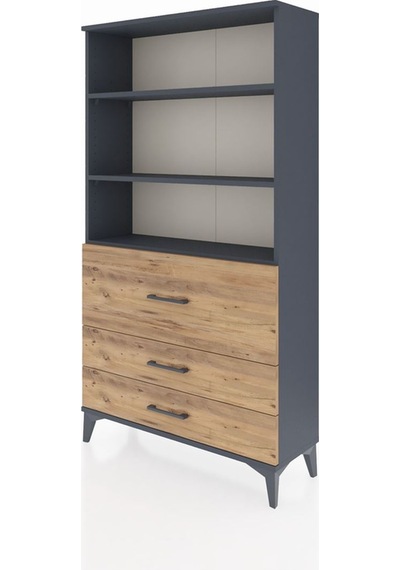 Arges Dolap 3 Raflı 3 Çekmeceli 88x30x163 Antrasit-çam Antrasit
