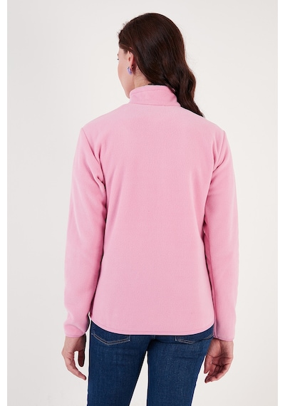 Lela  Slim Fit Yumuşak Dokulu Anti-Pilling Tüylenme Yapmayan Yarım Fermuarlı Bayan Polar 5907000 Şeker Pembe