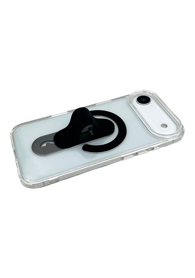 Apple iPhone 17 Air Magsafe Uyumlu Standlı Şeffaf Kılıf Siyah