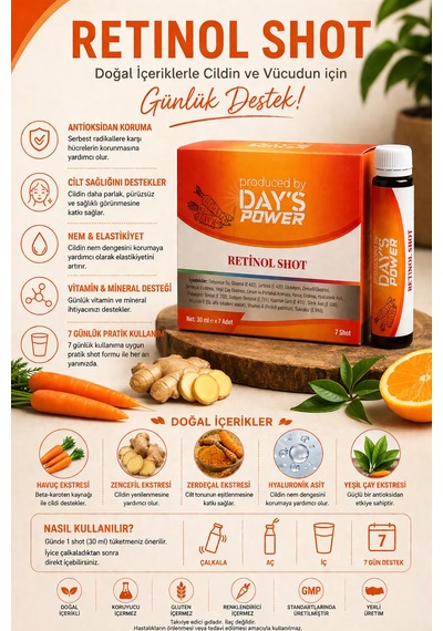 Day S Power Retinol Shot 7 Adet - Glutatyon, Hyaluronik Asit & Vitamin A Destekli