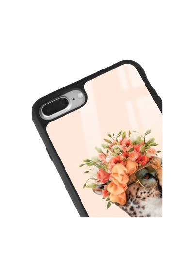 Apple Uyumlu iPhone 7 Plus - 8 Plus Influencer Leopar Kedi Tasarımlı Glossy Telefon Kılıfı Çok Renkli