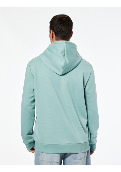 Koton Uzun Kollu Baskılı Şardonlu Kapşonlu Sweatshirt Yeşil 6wam70045mk Yeşil
