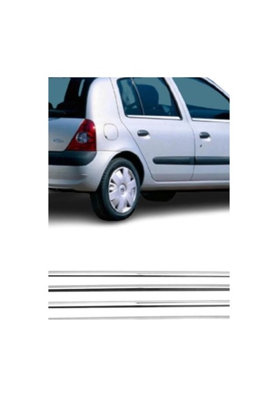 Renault Clio 2 Hb 1999-2005 Modeller Arası Krom Cam Çıtası 4 Parça Paslanmaz Çelik