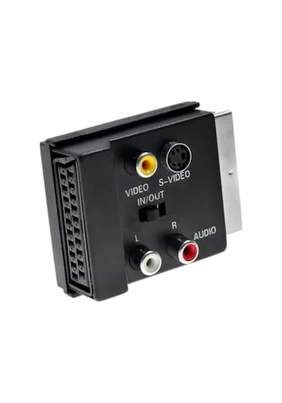 Monte Lua Ayarlanabilir Av Adaptörü Scart, 3 X Cinch Soketi, S-video Soketi Siyah Renk, Scart To Rca Tos Av Skart Çevirici Dönüştürücü S-video Adaptör