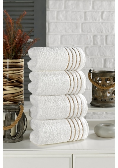 Casnack Diana Havlu Seti 4'lü 800gr. 50x90cm - Krem