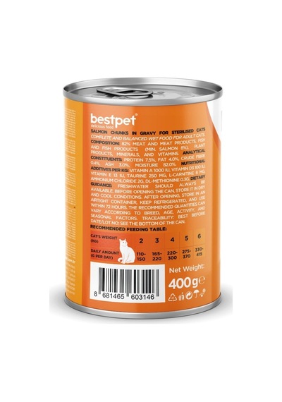 Bestpet Somonlu Jöleli Yetişkin Kedi Konservesi 400 Gr X 6 Adet