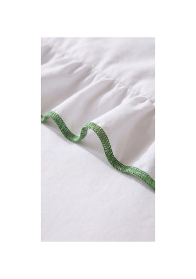 %100 Pamuk Overloklu Fırfırlı Tek Kişilik Nevresim Takımı Lastikli Çarşaflı 160x200 Cm Yeşil - 904799828 Yeşil