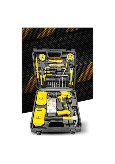 Yeni Nesil Tork Darbeli Lion Akülü Vidalama Matkap 100 Pcs Ultimate Pro Set