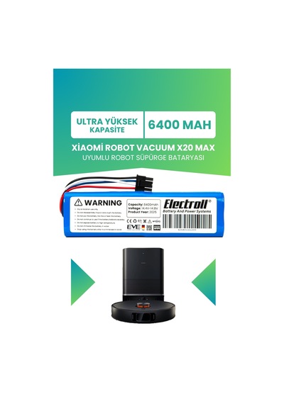 Xiaomi Robot Vacuum X20 Max Batarya 6400mah Pil Robot Süpürge Bataryası Bhr9220eu