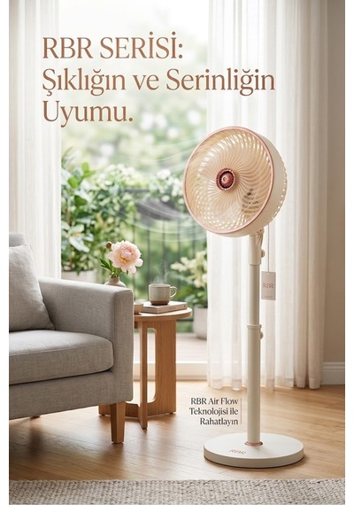 Rbr Vento 55w 3 Kademeli Ayaklı Vantilatör - Krem/rose Gold