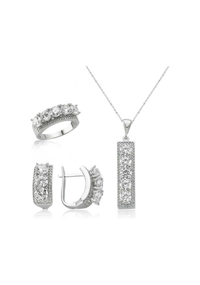 Gümüş 5 Taş Bayan Set Çok Renkli 84993038