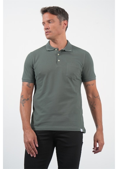 Haki Polo Yaka Kısa Kol Cepli Comfort Fit Pamuklu Tişört 1011260155
