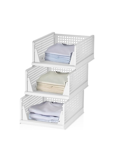 Ayrex 3 Adet Kayar Raf Elbise Dolap İçi Organizeri, Mutfak, Banyo, Çocuk Odası, Garaj Ve Ardiye İçin Üst Üste Diz Diğer