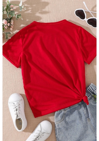 Uyguntarz Çocuk Sleep Panda Baskılı Pamuklu Tshirt Kırmızı