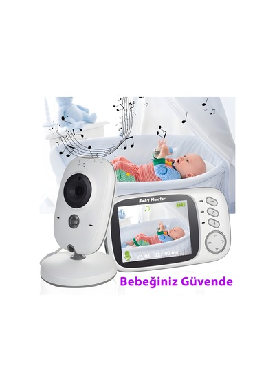 Vb603 3.2 İnç Lcd 2.4ghz Kablosuz Gözetim Kamerası Bebek Monitörü, İki Yönlü Konuşma Desteği, Gece Görüşü Beyaz