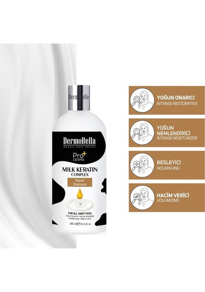 Dermobella Milk Keratin Complex Yoğun Nemlendirici Ve Besleyici Şampuan 300 ML