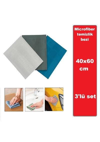 Tarix Mikrofiber Sihirli Temizlik Bezi 3'lü 40 x 60 CM