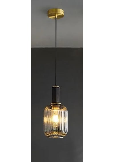 Rsylight Rustik Dekoratif Metal Modern Siyah Bal Opal Camlı Tekli Avize-rys9019089